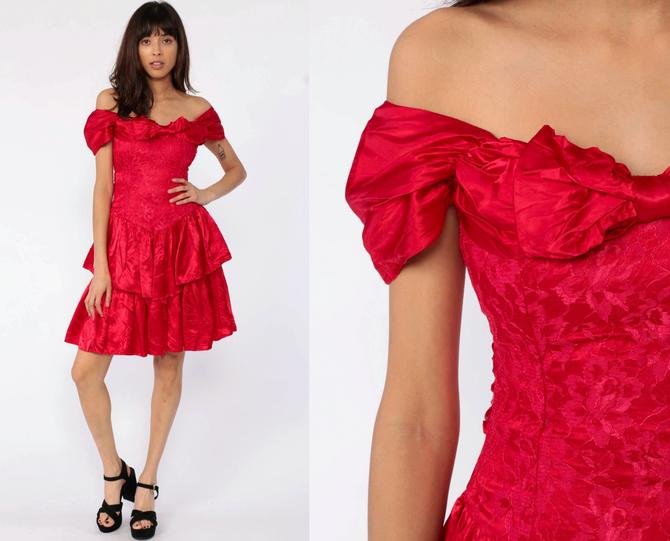 80s Prom Dress Red Lace Bow Dress 80s Party Dress Shop Exile Tucson AZ