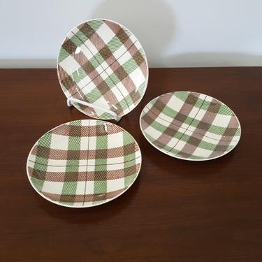 Set of 3 Homer Laughlin Plaid Bread and Butter Plates 