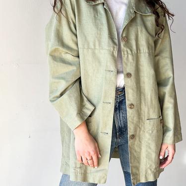 Liz Sport Sage Green Linen Chore Coat