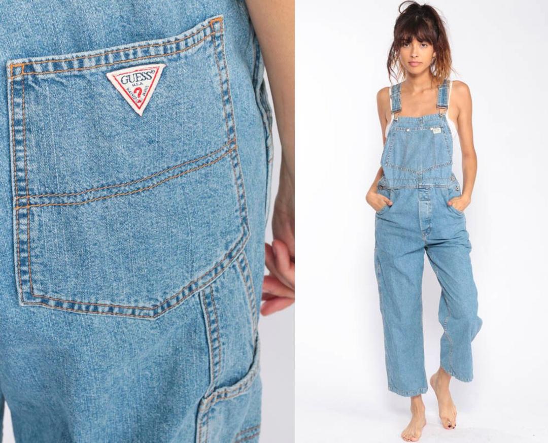 Guess Overalls Women 90s Denim GRUNGE Pants Baggy Long Jean Shop Exile Tucson AZ