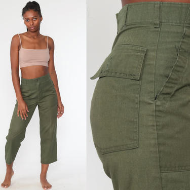 Camo Army Capri Pants 90s Cargo Pants Military Combat Olive Green