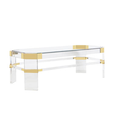Vintage Brass and Lucite "Metric Line" Coffee Table by Charles Hollis Jones