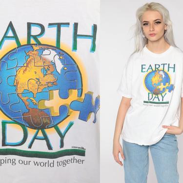 Earth Day Shirt 2002 Tshirt Environmentalist Shirt Graphic T Shirt 00s Y2K Shirt Vintage Retro Tee White Medium Large 