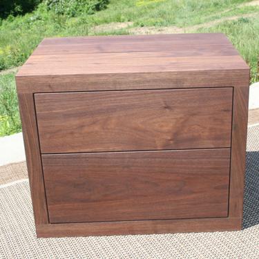 ZZCustom Half Leana; 2 of BT020io *Walnut Bedside Cabinets, 2 Overlap Drawers, 2 inch tall base, 16&amp;quot;x14&amp;quot;x22&amp;quot; tall- natural color 