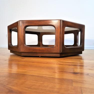 Mid Century Octagon Walnut Coffee Table 