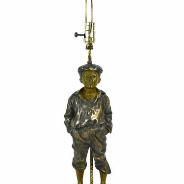 Antique Spelter Bronze Lamp “The Whistler” after Vaclav Szczeblewski 