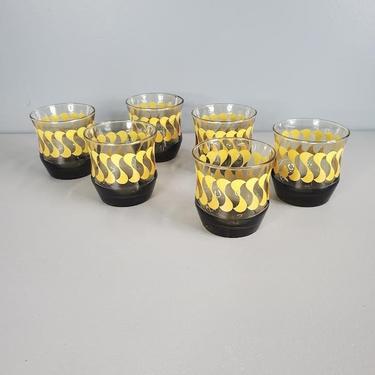 Set of 6 Amber and Yellow Juice Glasses 