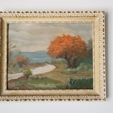 1970s Impressionist Style Autumn Landscape Oil Painting, Framed. 