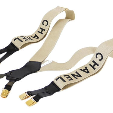 Chanel Beige Logo Suspenders