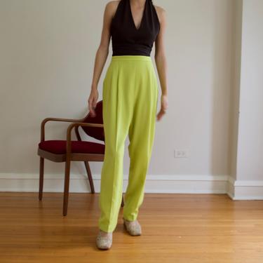 lime pleated taper trouser / 29w 