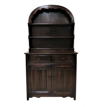 Welsh Dresser | Antique English Oak Welsh Storage Cupboard With Plate Rack Topper 