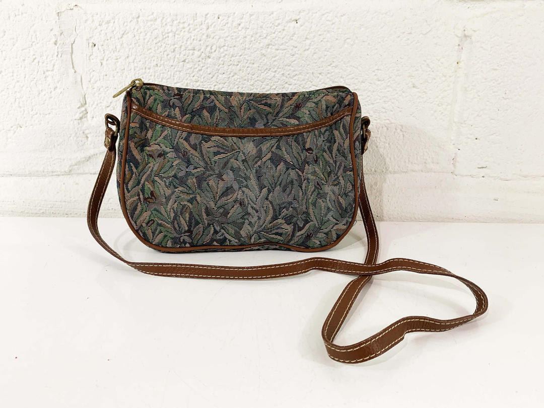Vintage Tapestry Bag Handbag Purse Satchel Carpet Floral USA