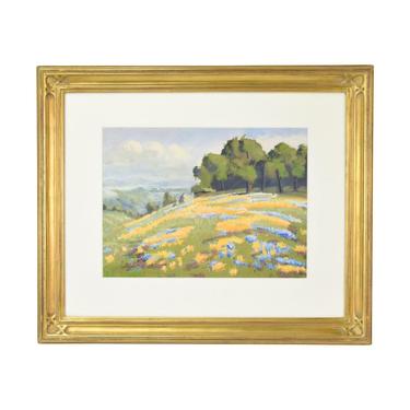 Original Gouache Painting California Poppies &amp; Lupine Thomas M. Tomc 