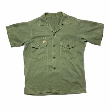 Vintage 1960s OG-107 US Army Utility Shirt ~ fits M to L ~ Military Uniform ~ Short Sleeve ~ Worn-In / Soft 