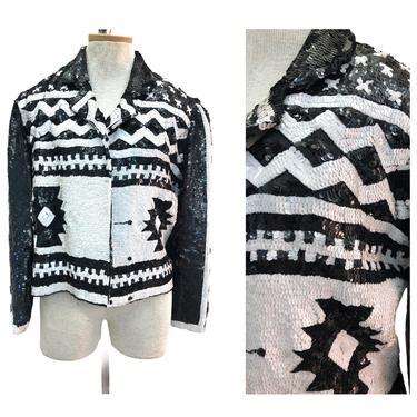 Vintage 80s Sequin Jacket Black 14