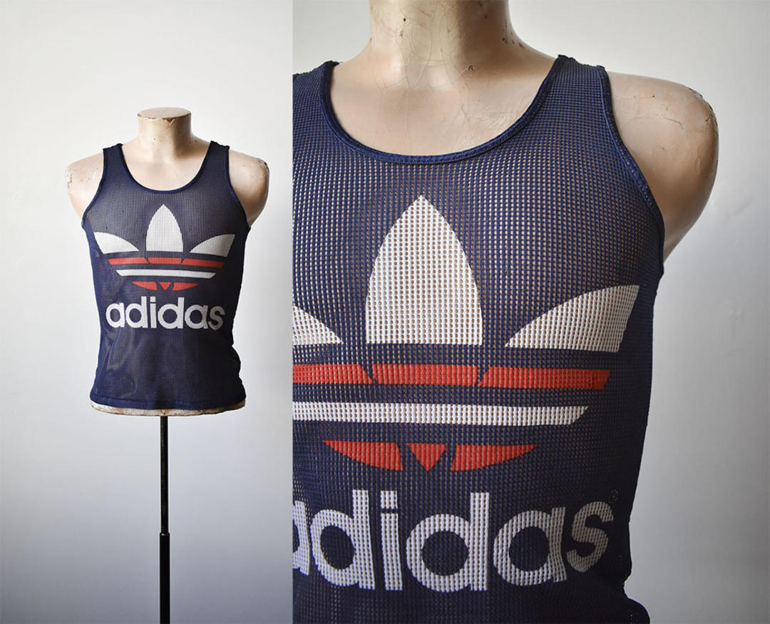 Vintage ADIDAS Mesh Tank Top / 1970s Adidas Tank / Vintage Adidas