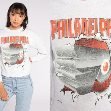 Philadelphia Flyers Sweatshirt 80s Graphic NHL Hockey Sweatshirt Nutmeg 90s Sportswear Pullover Jumper Vintage Extra Small xs 2xs xxs 
