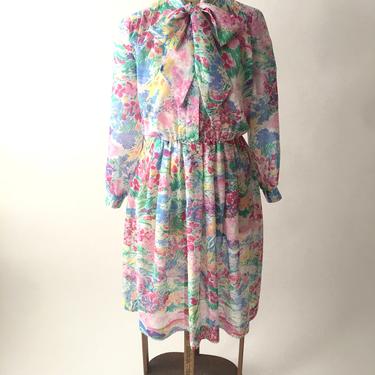 Vintage 80s Petites by Willi Floral Dress 