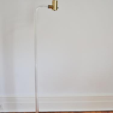 Vintage Crylicord Lucite and Brass Floor Lamp Designed by Peter Hamburger for Knoll, 1970s 