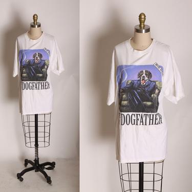 1990s Single Stitch White Big Dog The Godfather Dogfather T Shirt by Big Dogs Santa Barbara -XL 