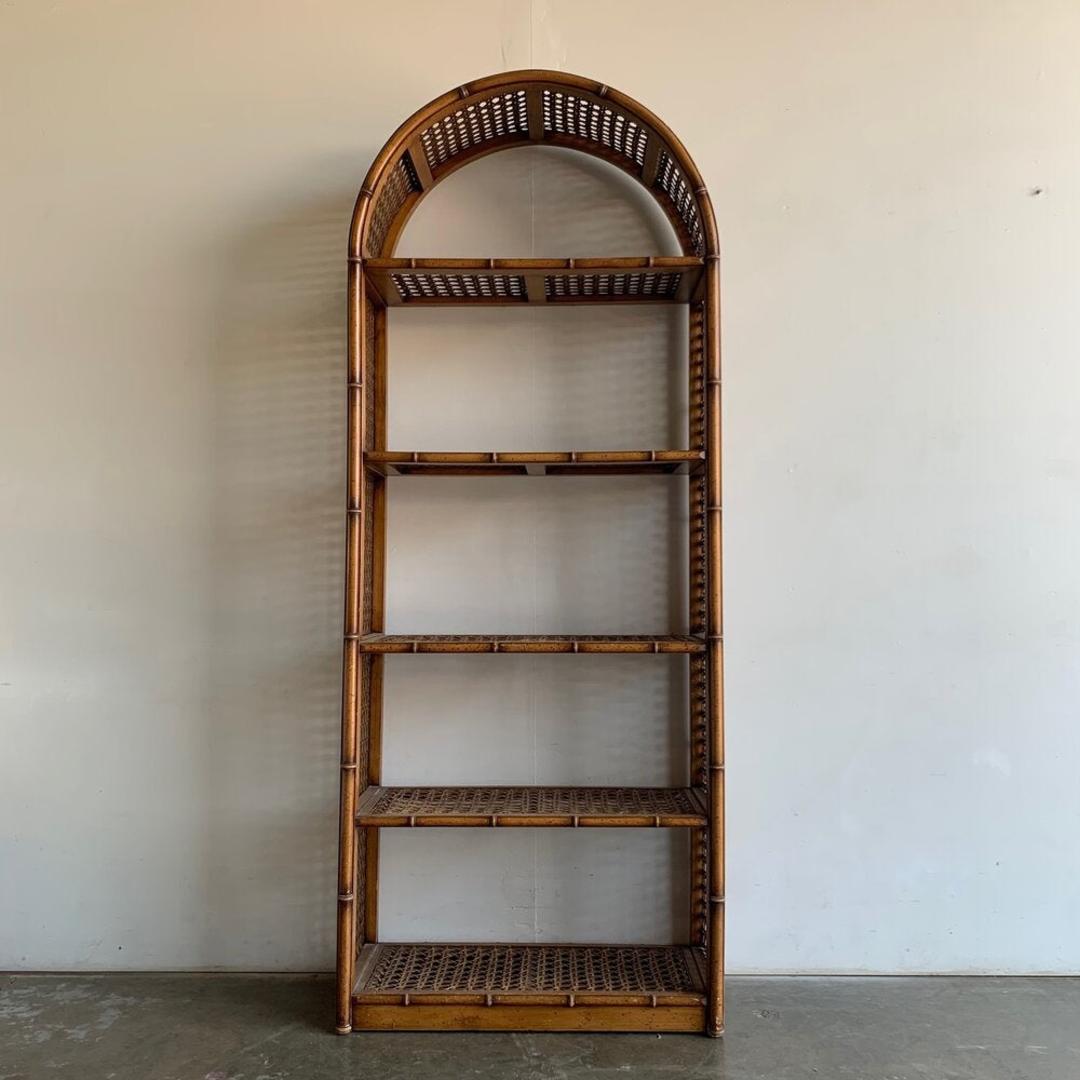 Boho woven cane lightweight bookcase Vintage On Point Los Angeles, CA