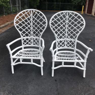 Vintage Ficks Reed style balloon back bamboo chairs 