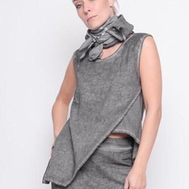 Asymmetric Layered Sleeveless Top in OVERDYED GREY or BLACK