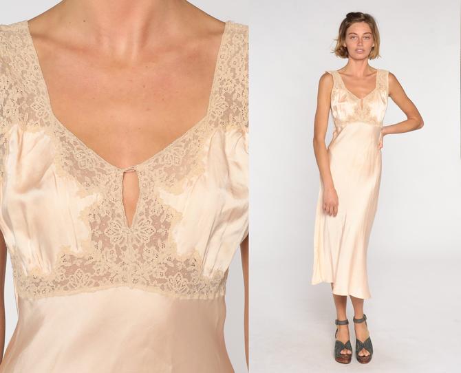 Vintage 1940s Negligee Lingerie Silk Nightgown Champagne Slip Lingerie  1940s | Shop Exile | Tucson, AZ