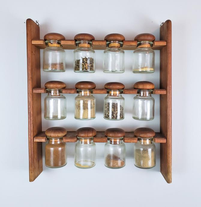 Vintage Glass Spice Bottles - 1970's Kitchen Storage Apothecary