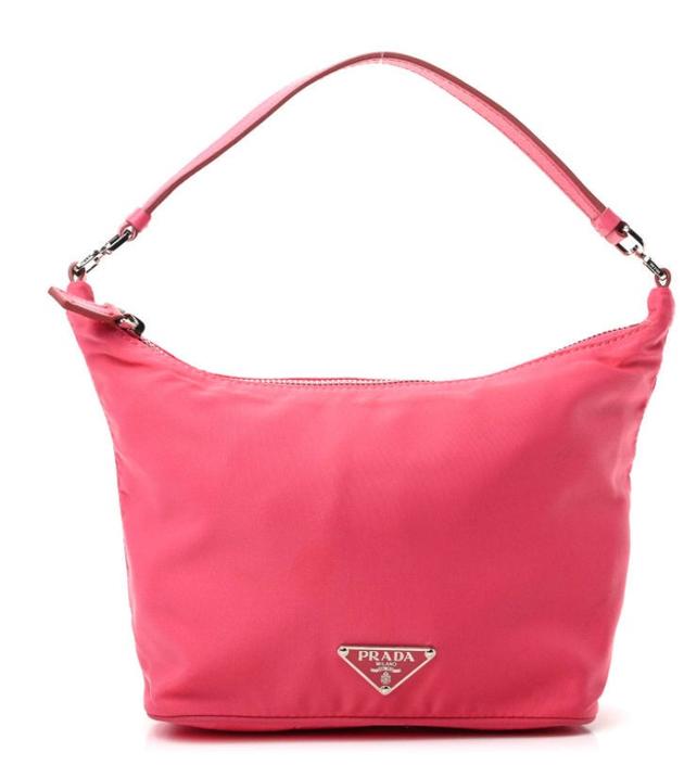 Prada Pink Tessuto Chain Crossbody Bag Leather Pony-style calfskin