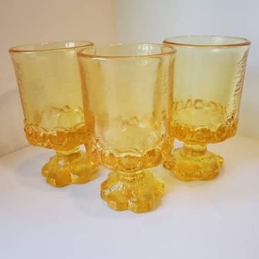 Retro set of 3 Tiffin Franciscan Maderia short goblet glasses,1970's 