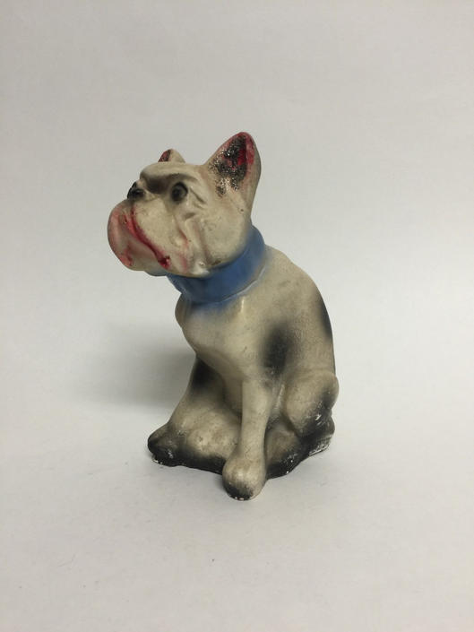 Vintage Chalkware Bulldog Figurine, 1930s Dog Chalk Ware Bank