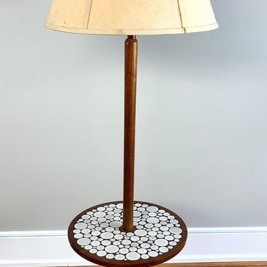 Martz Mid Century Danish Modern Tile & Walnut Floor Lamp 