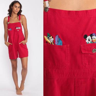 Mickey Mouse Overalls Disney Shortalls Donald Duck GOOFY Red Overall ...