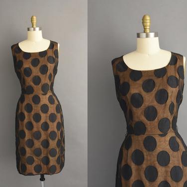 1950s vintage dress | Gorgeous Bold Polka Dot Cocktail Party Wiggle Dress | Medium | 50s dress 