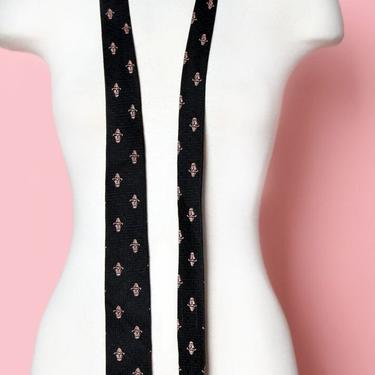 40's Vintage Mens Necktie, Black &amp; Pink, Square Skinny Tie, 1950's, 1940's Vintage Suit Tie Art Deco Swing 