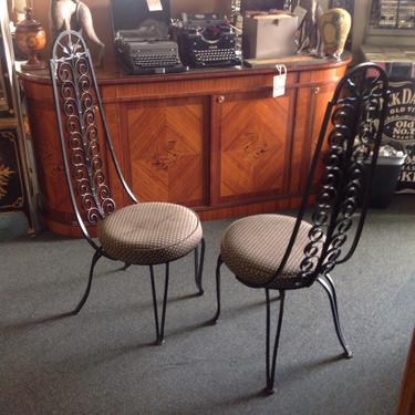 Set of 4 Mid Century Aurthur Umanoff Mid Century High Back Iron Patio Garden Side Chairs San Jose 