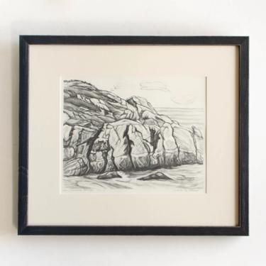 Antique Etching Limited Edition Original Signed American Artist Adele Watson 1873 - 1947 Titled &amp;quot;Sea Carmel Rocks&amp;quot; 