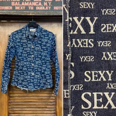 Vintage 1980’s “Sexy” Print Denim Jacket, 80’s Denim, 80’s Jacket, 80’s Fitted Top, Lightweight Jacket, Vintage Clothing 