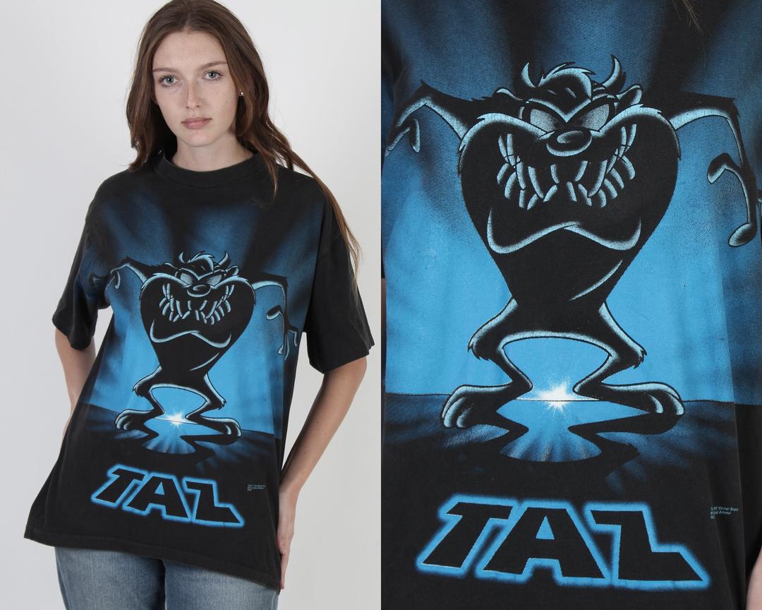 Vintage Los Angeles Rams T-shirt Tee Mens L Taz Devil Looney 