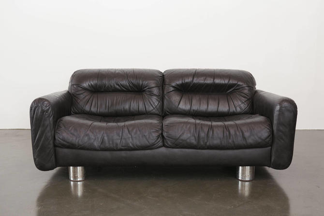 Modern Leather Chrome Sofa Couch Loveseat By