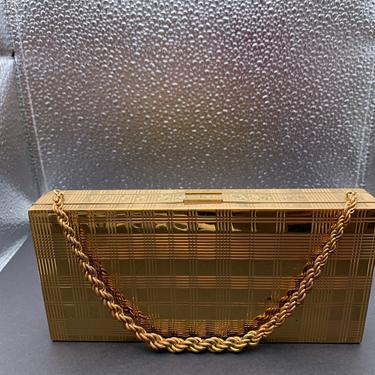 1950s Deco Style Evens Gold Compact Cigarette Case/Clutch Purse 