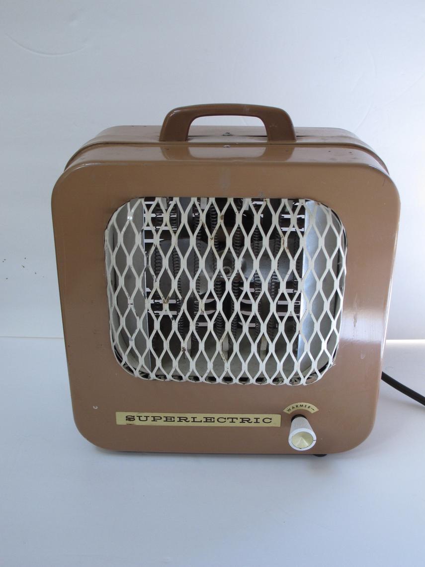 Vintage Electric Space Heater Superlectric Floor Heater Fan Pink Beige