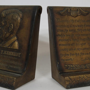 Vintage JFK Bookends Americana Presidential Leso 