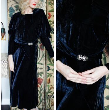 1930s Gown // Sapphire Heart Velvet Gown // vintage 30s gown 