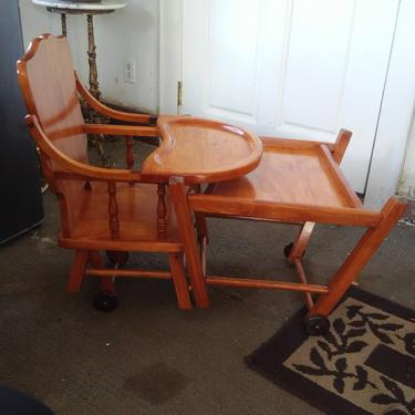 Vintage wooden shop convertible high chair