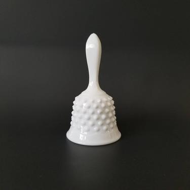 Vintage Milk Glass Bell / Vintage 1950s Hobnail Milk Glass Dinner Bell / Collectible Glass / Classic White Home Decor 