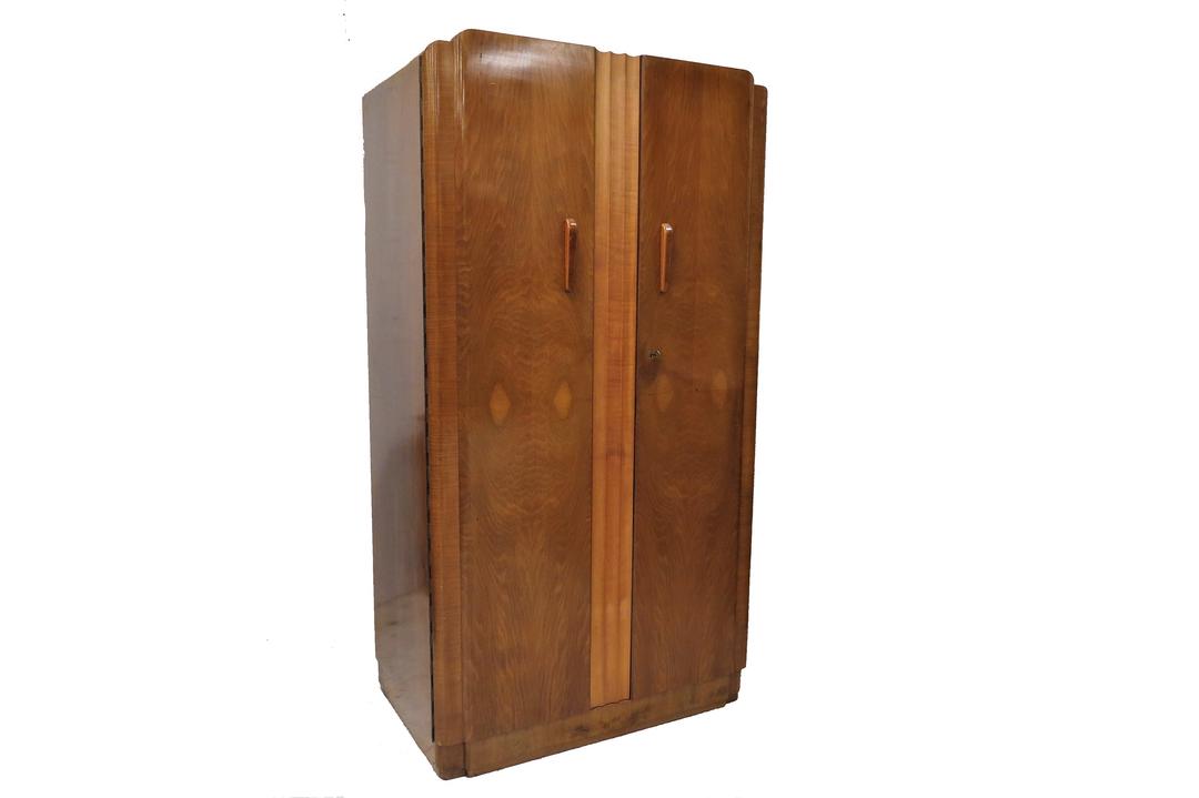 Armoire Wardrobe Vintage English Mahogany Double Door Fitted