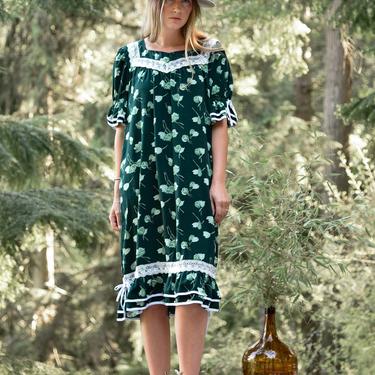 70s Spring Green Vintage Hawaiian Dress | Puff Sleeve | Surf and the ...