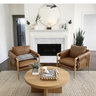 Custom 40” white oak coffee table. 